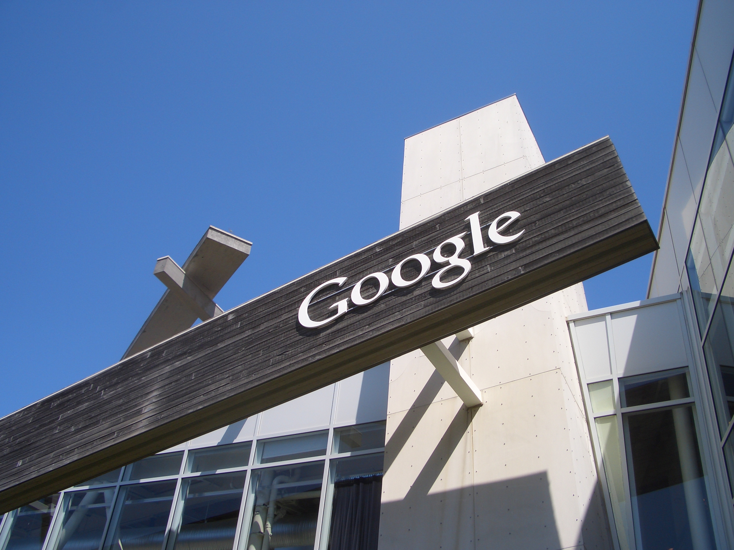 Google, sign, building